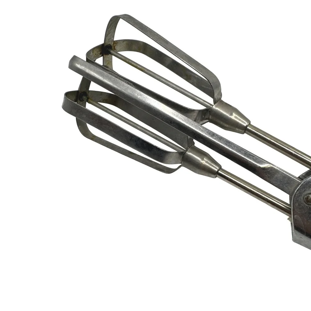 Vintage Ekco Hand Crank Egg Beater Stainless Manual‎ Mixer Black Handle works